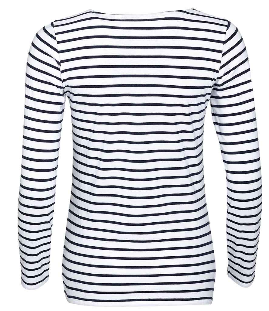 SOL'S Ladies Marine Long Sleeve Striped T-Shirt - Image 3