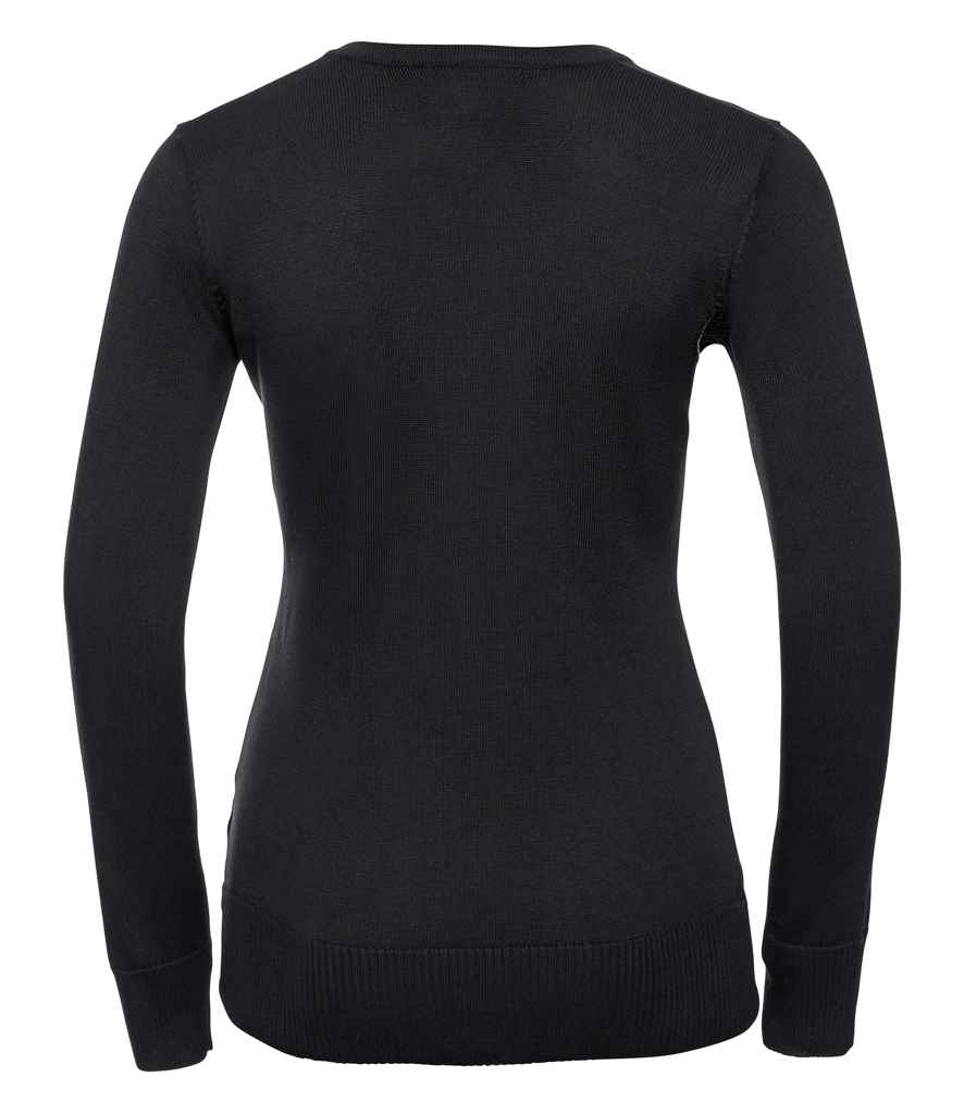 Russell Athletic Collection Ladies Cotton Acrylic V Neck Sweater - Image 3