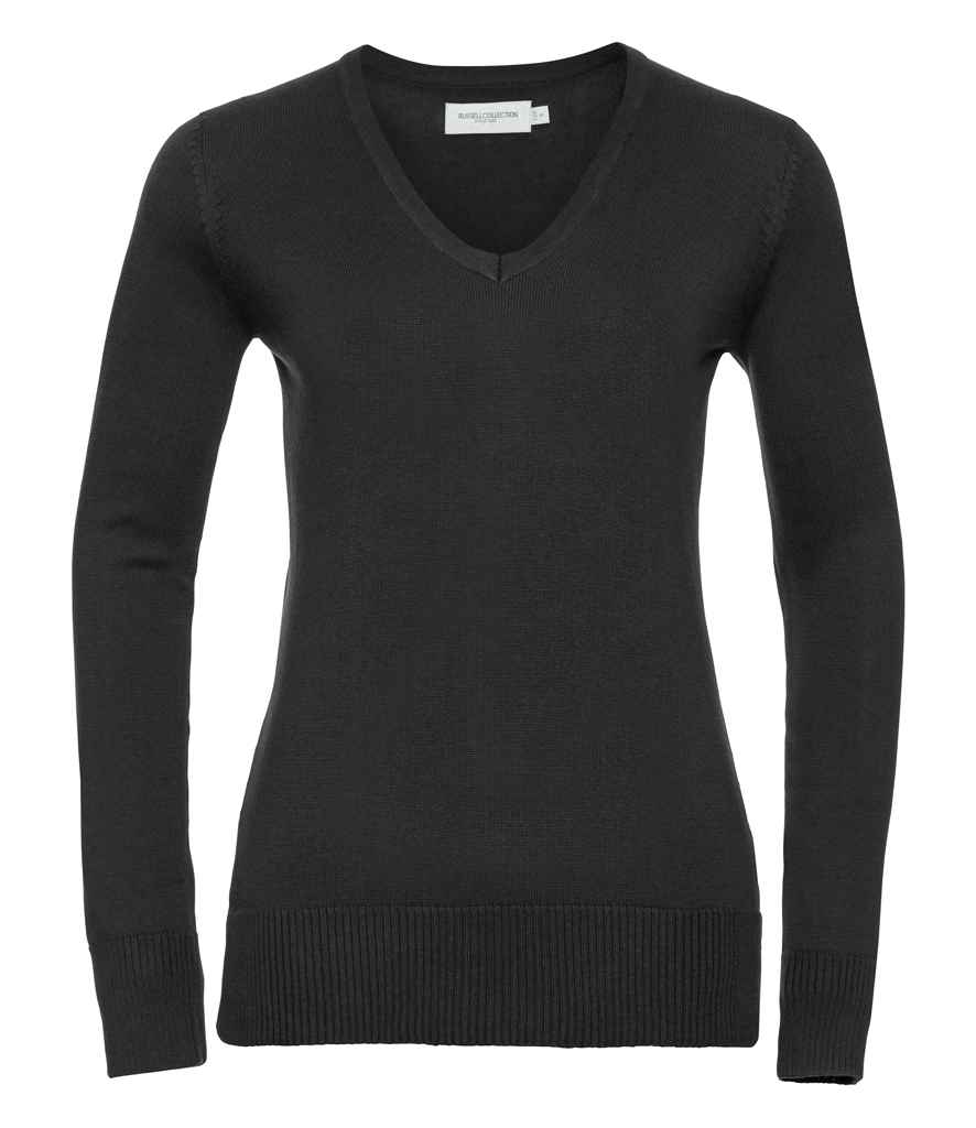 Russell Athletic Collection Ladies Cotton Acrylic V Neck Sweater - Image 2