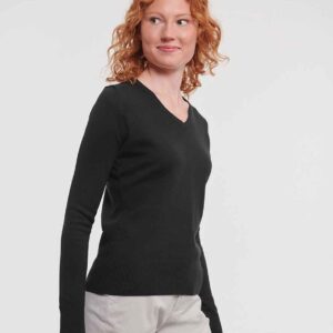 Russell Athletic Collection Ladies Cotton Acrylic V Neck Sweater
