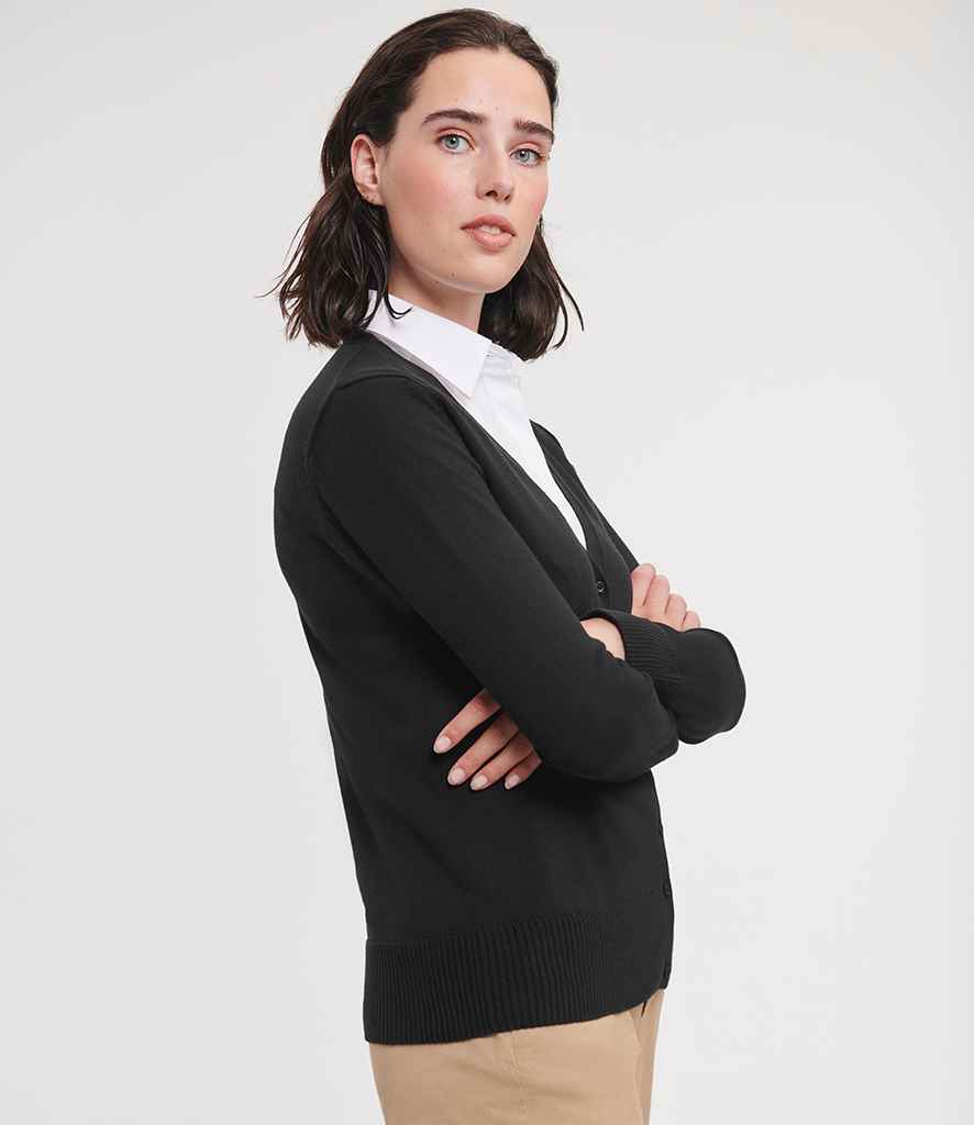 Russell Athletic Collection Ladies Cotton Acrylic V Neck Cardigan