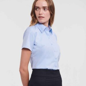 Russell Athletic Collection Ladies Short Sleeve Herringbone Shirt