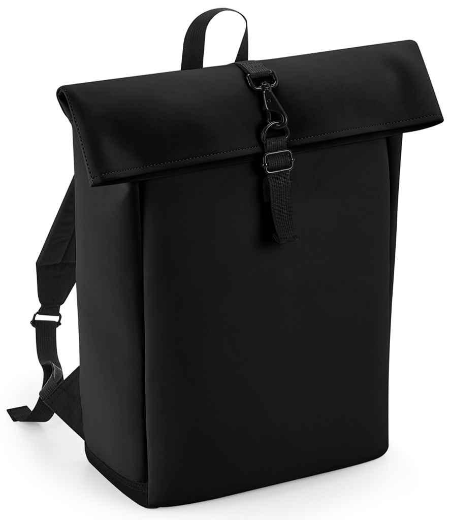 BagBase Matte PU Roll-Top Backpack - Image 2