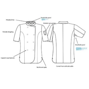 Dennys Ladies Short Sleeve Premium Chef's Jacket